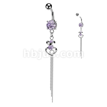 316L Surgical Steel 316L Surgical Steel CZ Centered Double Hearts With... - Image 5