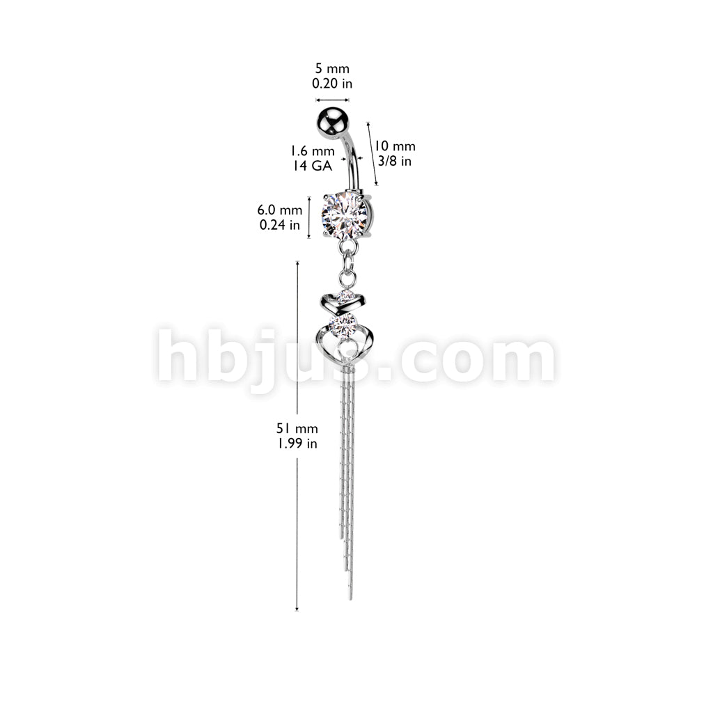 316L Surgical Steel 316L Surgical Steel CZ Centered Double Hearts With... - Image 6