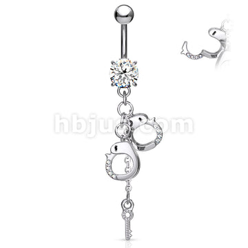 316L Surgical Steel 316L Surgical Steel Dangling Gem Handcuffs and Key... - Image 3