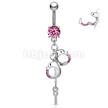 316L Surgical Steel 316L Surgical Steel Dangling Gem Handcuffs and Key... - Image 4