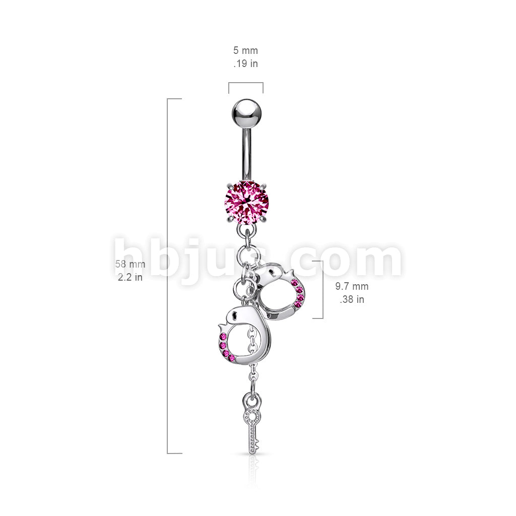 316L Surgical Steel 316L Surgical Steel Dangling Gem Handcuffs and Key... - Image 5