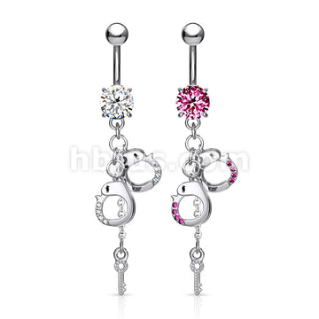 316L Surgical Steel 316L Surgical Steel Dangling Gem Handcuffs and Key... - Image 6