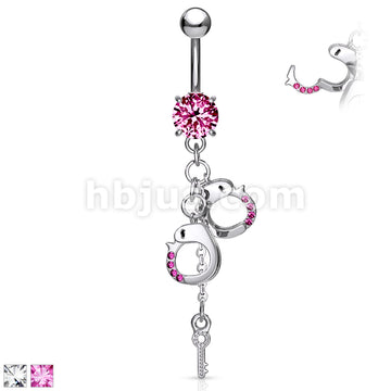 316L Surgical Steel 316L Surgical Steel Dangling Gem Handcuffs and Key... - Image 2