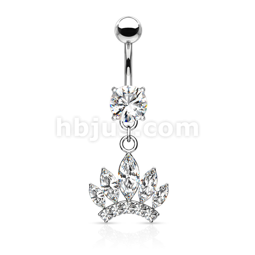 316L Surgical Steel 316L Surgical Steel Marquise Cut Gem Paved Crown... - Image 2