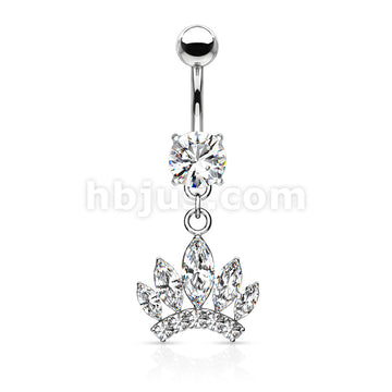 316L Surgical Steel 316L Surgical Steel Marquise Cut Gem Paved Crown... - Image 2
