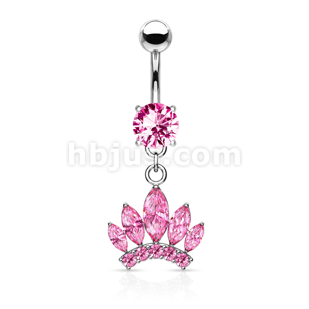 316L Surgical Steel 316L Surgical Steel Marquise Cut Gem Paved Crown... - Image 3