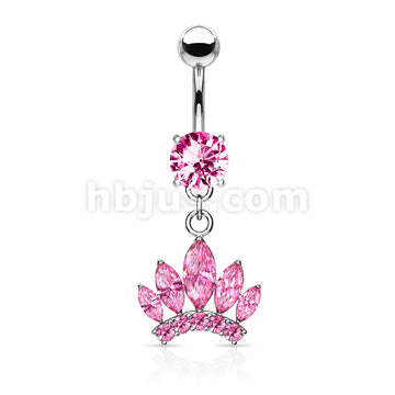 316L Surgical Steel 316L Surgical Steel Marquise Cut Gem Paved Crown... - Image 3