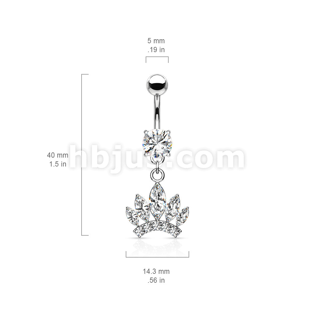 316L Surgical Steel 316L Surgical Steel Marquise Cut Gem Paved Crown... - Image 4