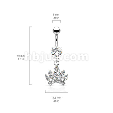316L Surgical Steel 316L Surgical Steel Marquise Cut Gem Paved Crown... - Image 4