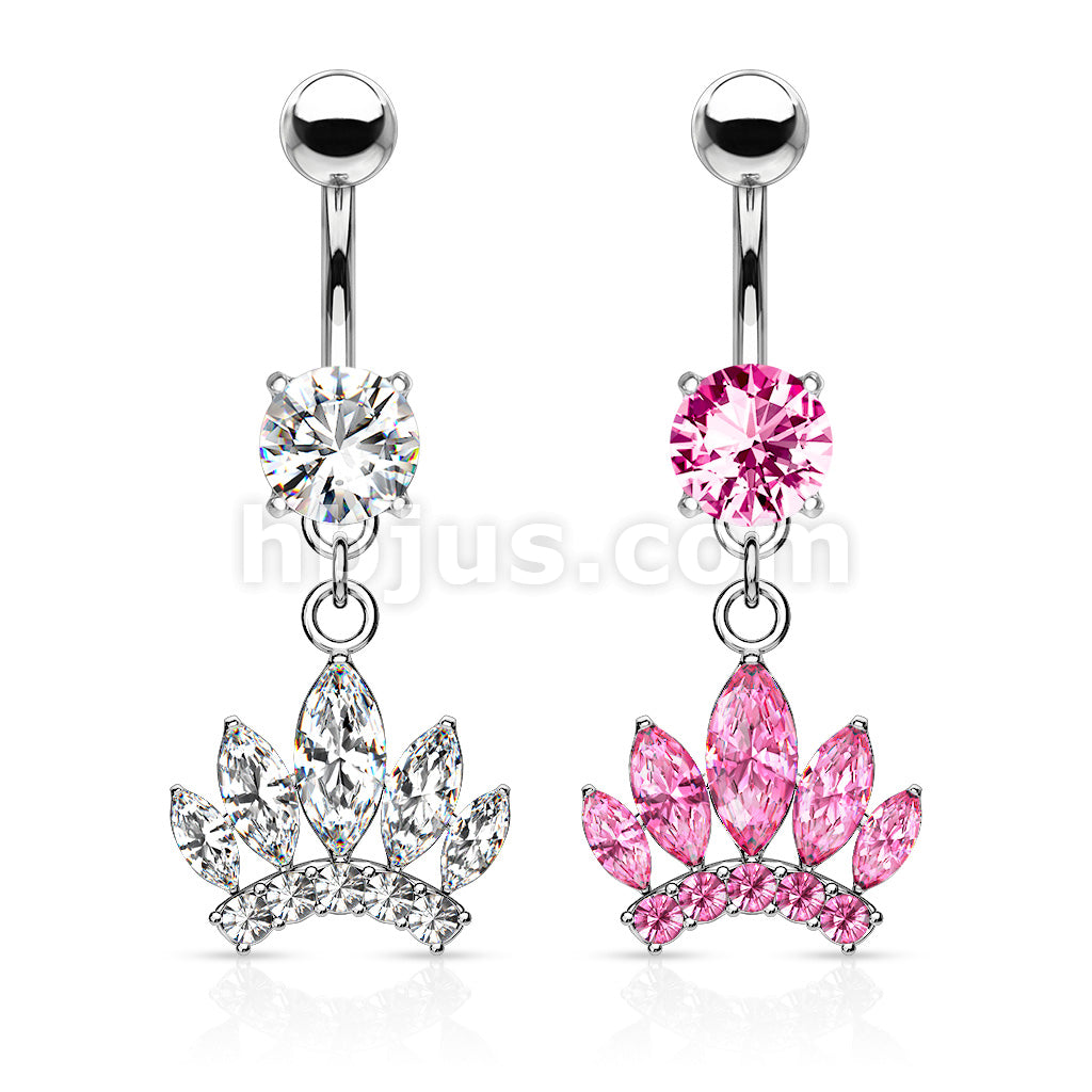 316L Surgical Steel 316L Surgical Steel Marquise Cut Gem Paved Crown... - Image 5