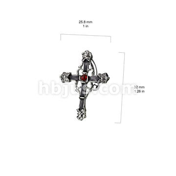 316L Surgical Steel Top Drop Navel Ring Black Enamel Colored Cross With... - Image 2