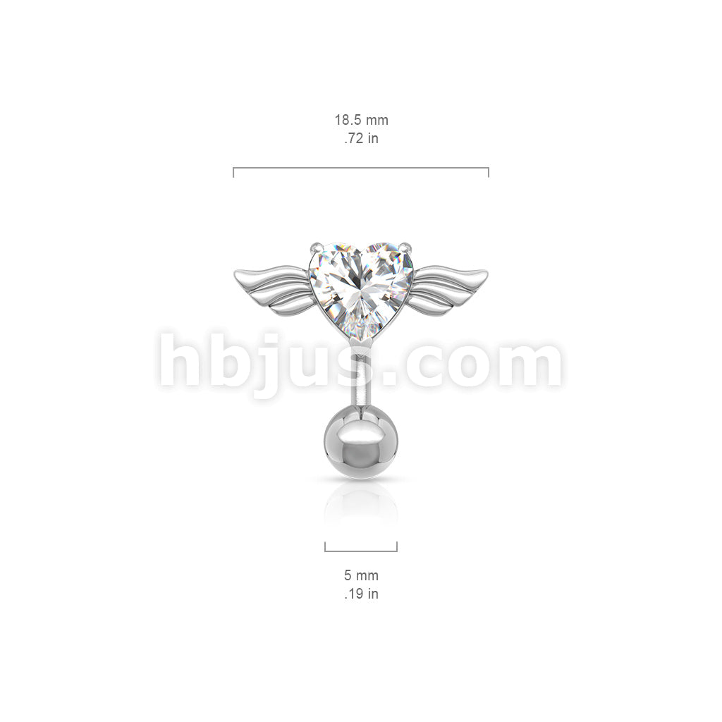 316L Surgical Steel 316L Surgical Steel Angel Winged 8mm Heart CZ Top... - Image 6