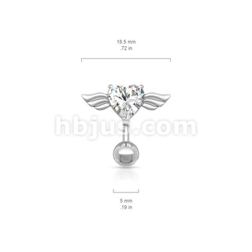 316L Surgical Steel 316L Surgical Steel Angel Winged 8mm Heart CZ Top... - Image 6