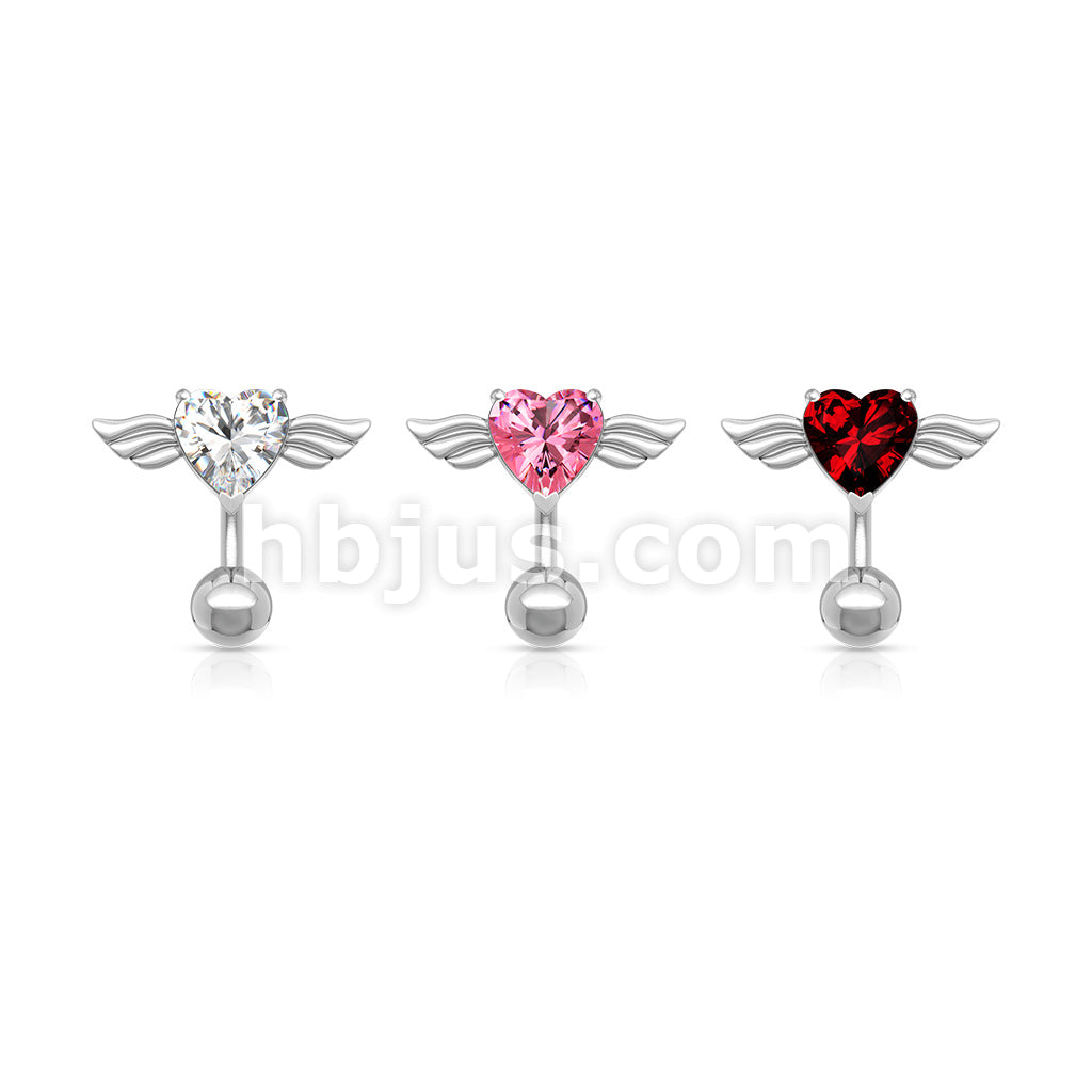 316L Surgical Steel 316L Surgical Steel Angel Winged 8mm Heart CZ Top... - Image 7
