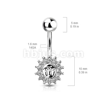 316L Surgical Steel 316L Surgical Steel Gem Sun Belly Button Ring - Image 2
