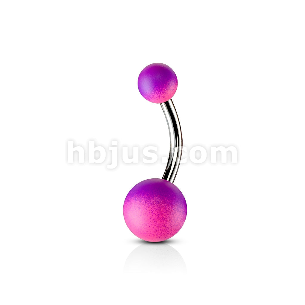 Two Tone Rubber Coating Over  316L Surgical Steel Belly Rings - Image 2