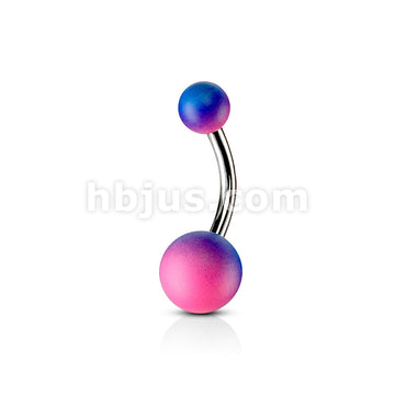 Two Tone Rubber Coating Over  316L Surgical Steel Belly Rings - Image 4
