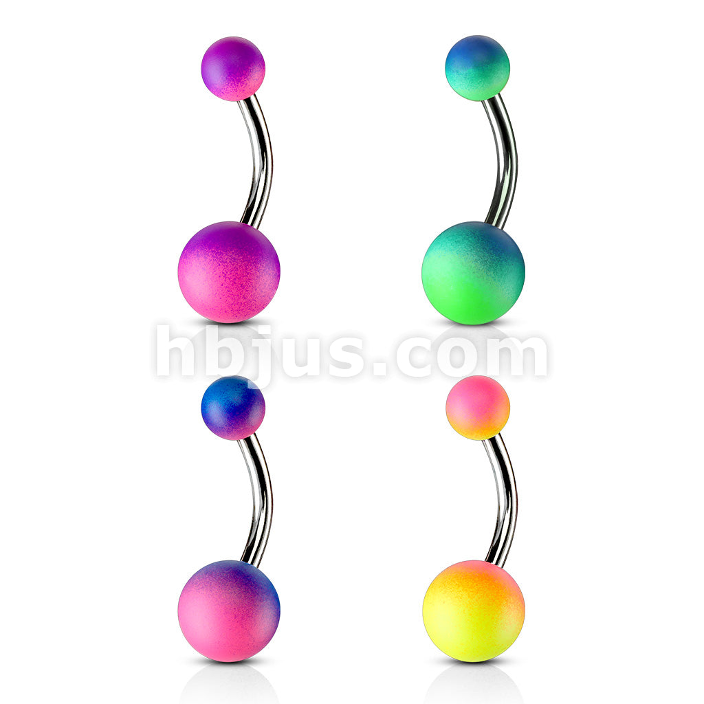 Two Tone Rubber Coating Over  316L Surgical Steel Belly Rings - Image 6