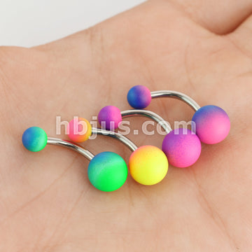 Two Tone Rubber Coating Over  316L Surgical Steel Belly Rings - Image 7