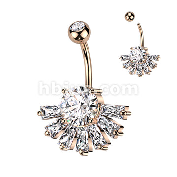 316L Surgical Steel 316L Surgical Steel Double CZ Belly Ring With Big... - Image 4