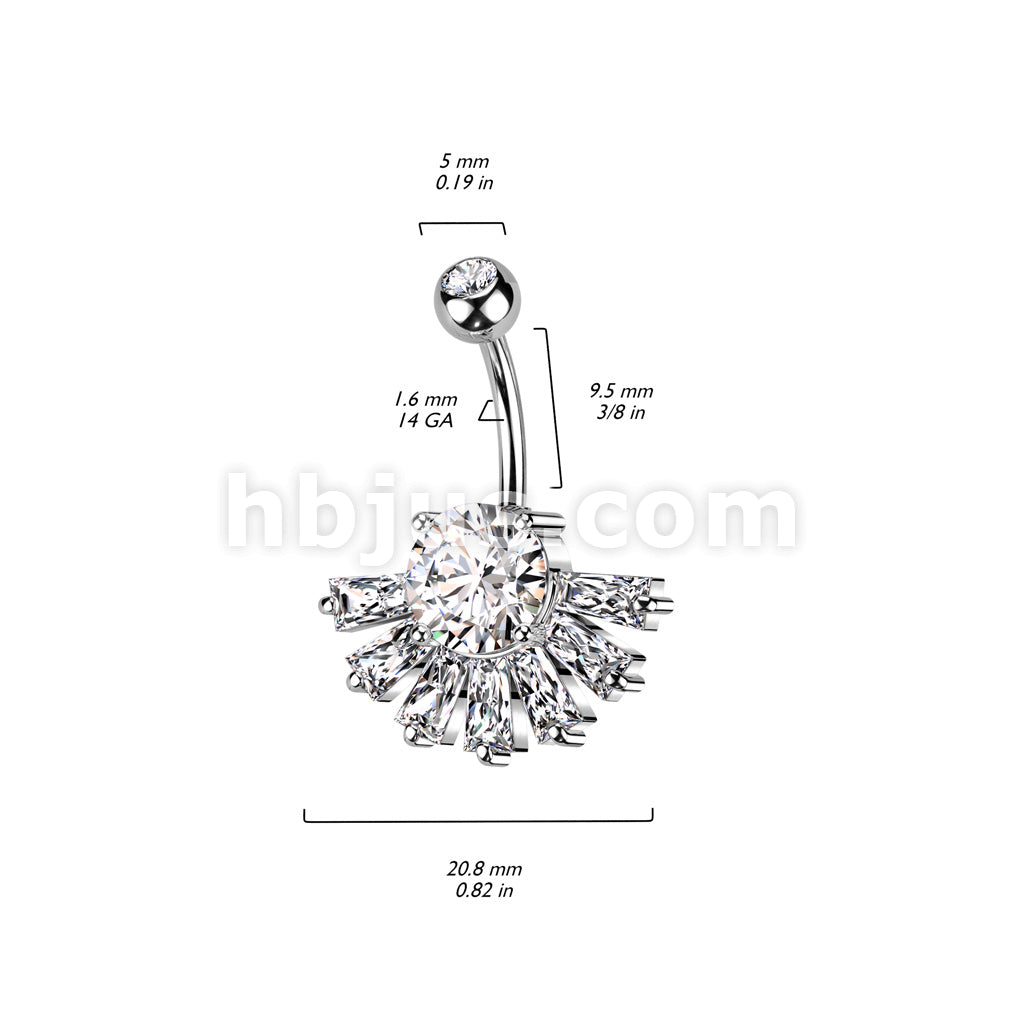 316L Surgical Steel 316L Surgical Steel Double CZ Belly Ring With Big... - Image 5