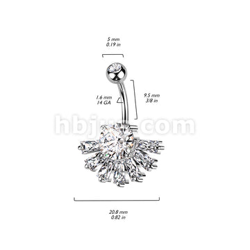 316L Surgical Steel 316L Surgical Steel Double CZ Belly Ring With Big... - Image 5