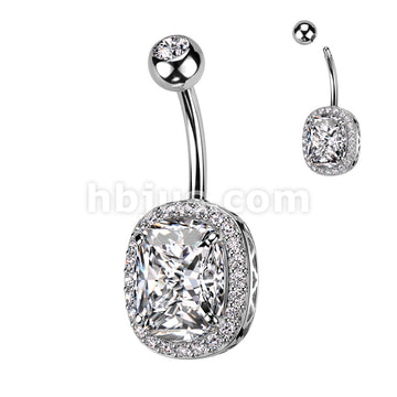 316L Surgical Steel 316L Surgical Steel Belly Ring With Pave CZ's... - Image 2
