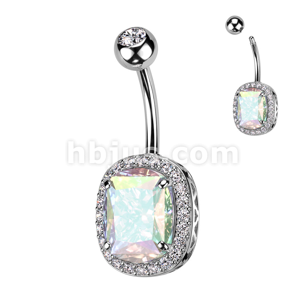 316L Surgical Steel 316L Surgical Steel Belly Ring With Pave CZ's... - Image 3