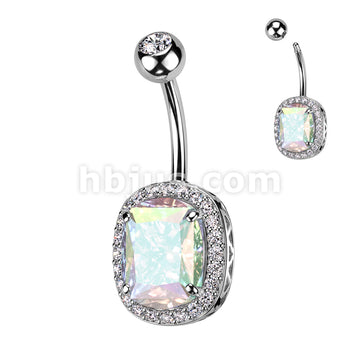 316L Surgical Steel 316L Surgical Steel Belly Ring With Pave CZ's... - Image 3