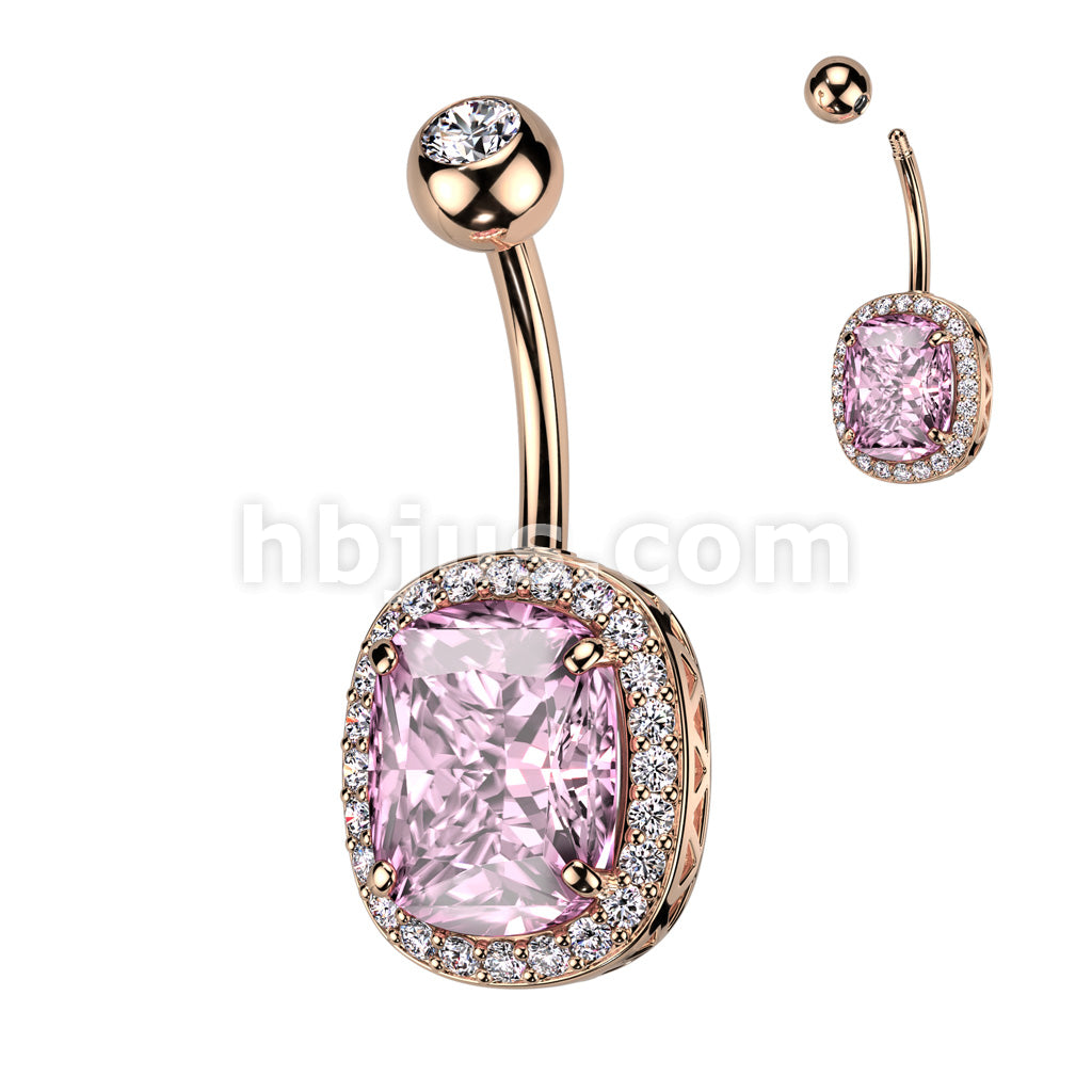 316L Surgical Steel 316L Surgical Steel Belly Ring With Pave CZ's... - Image 6