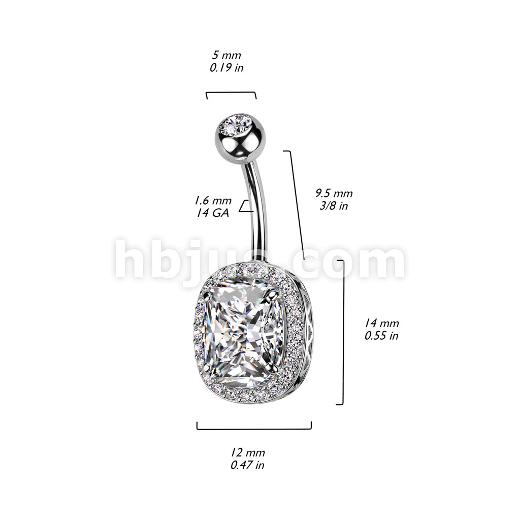 316L Surgical Steel 316L Surgical Steel Belly Ring With Pave CZ's... - Image 7
