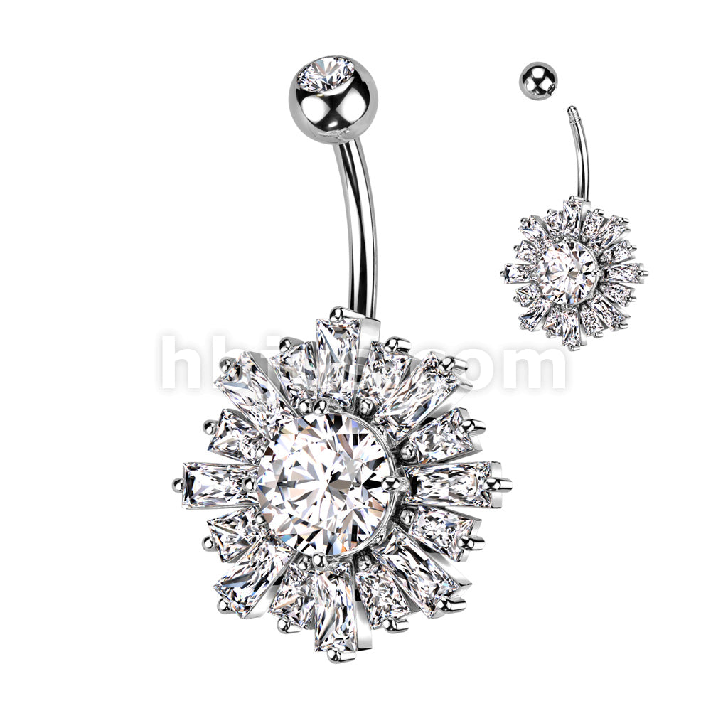 316L Surgical Steel 316L Surgical Steel Belly Ring With Sunburst... - Image 2