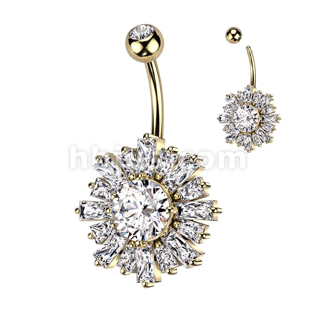 316L Surgical Steel 316L Surgical Steel Belly Ring With Sunburst... - Image 3