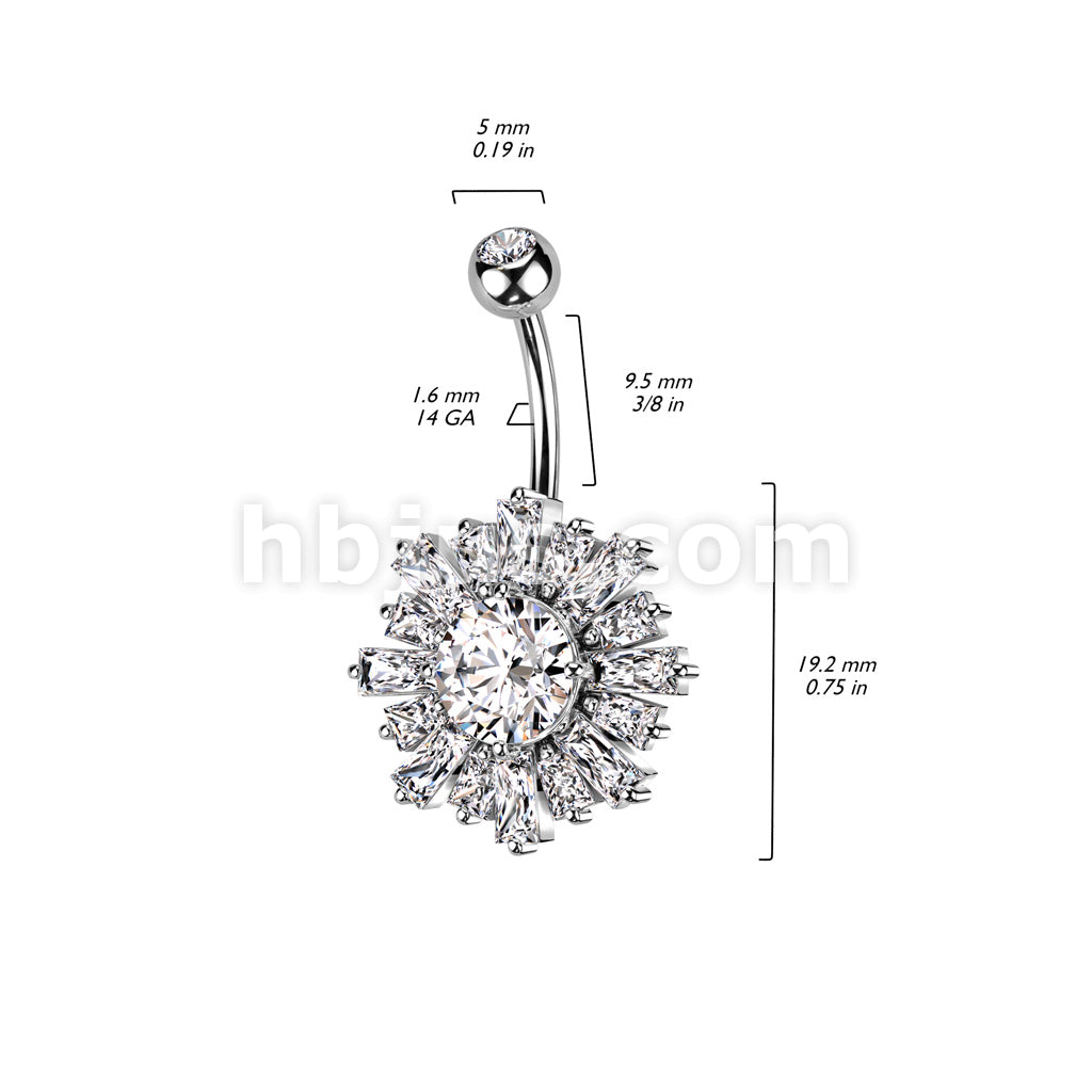 316L Surgical Steel 316L Surgical Steel Belly Ring With Sunburst... - Image 5