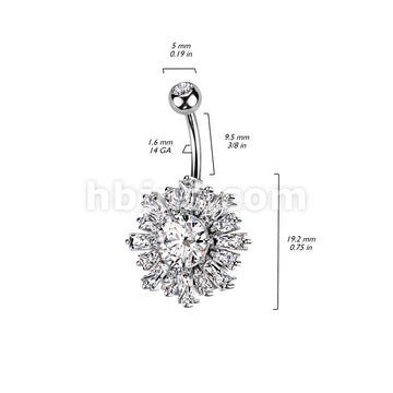 316L Surgical Steel 316L Surgical Steel Belly Ring With Sunburst... - Image 5