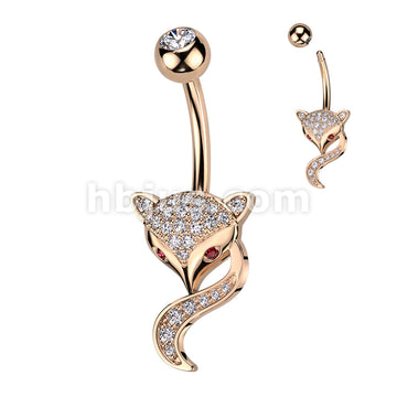 316L Surgical Steel 316L Surgical Steel Fox Belly Ring With Pave CZ's... - Image 4