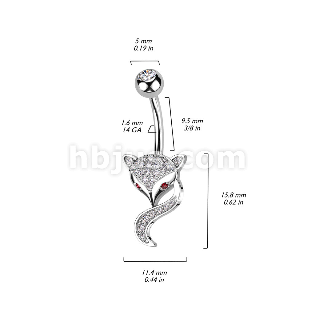 316L Surgical Steel 316L Surgical Steel Fox Belly Ring With Pave CZ's... - Image 5
