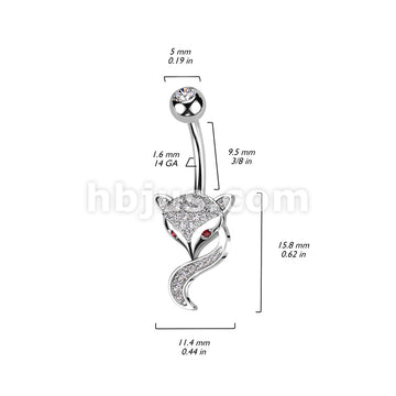 316L Surgical Steel 316L Surgical Steel Fox Belly Ring With Pave CZ's... - Image 5