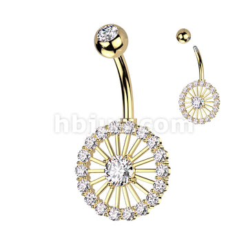 316L Surgical Steel 316L Surgical Steel Belly Ring With Pave CZ Wheel - Image 3