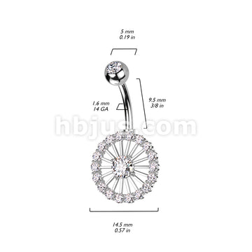 316L Surgical Steel 316L Surgical Steel Belly Ring With Pave CZ Wheel - Image 4