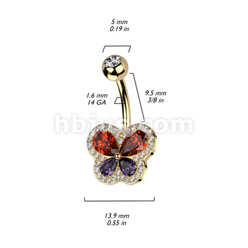 316L Surgical Steel 316L Surgical Steel Belly Ring With CZ Butterfly... - Image 4