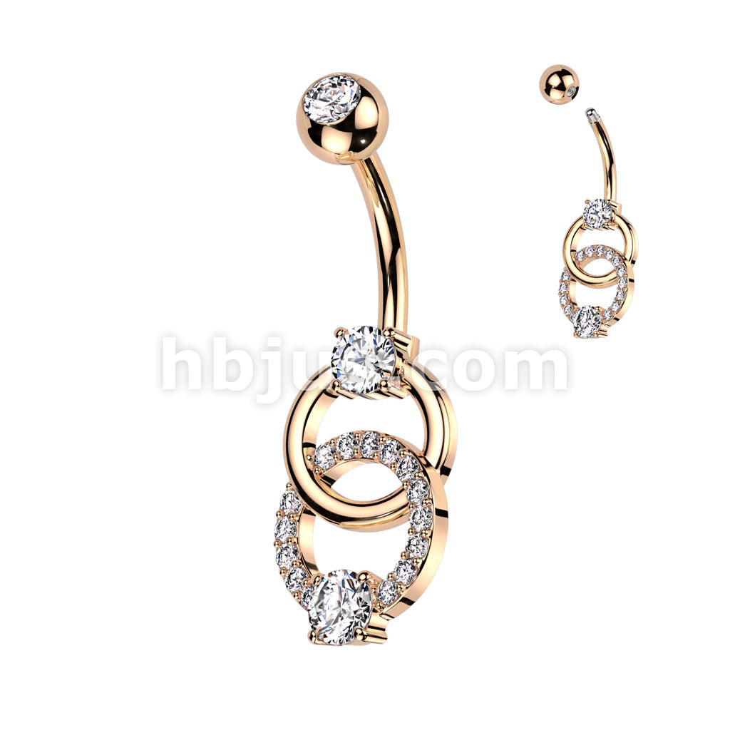 316L Surgical Steel 316L Surgical Steel Belly Ring With Pave CZ on... - Image 4