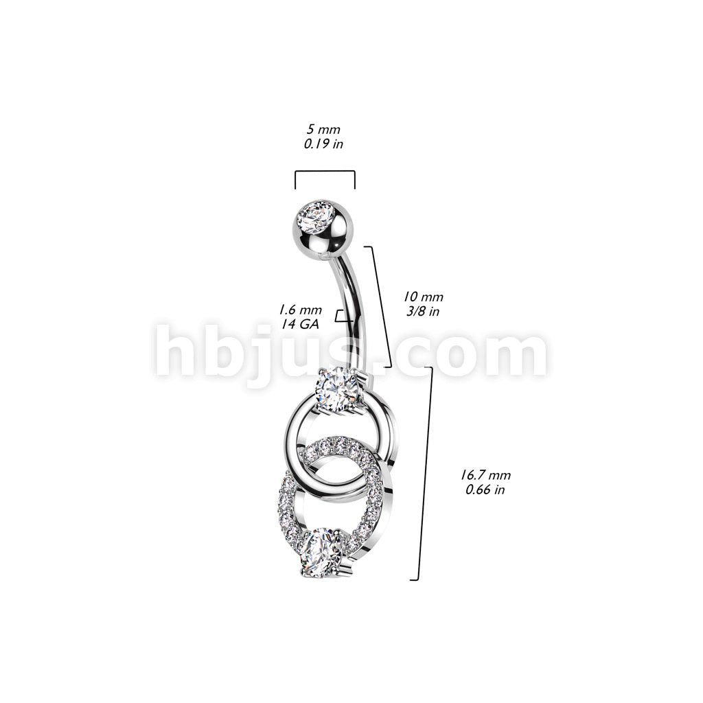 316L Surgical Steel 316L Surgical Steel Belly Ring With Pave CZ on... - Image 5