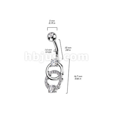 316L Surgical Steel 316L Surgical Steel Belly Ring With Pave CZ on... - Image 5