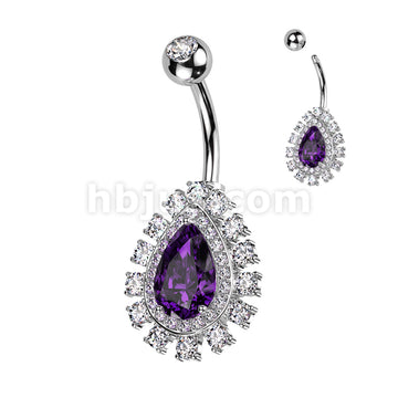 316L Surgical Steel 316L Surgical Steel Belly Ring With Large Teardrop... - Image 3