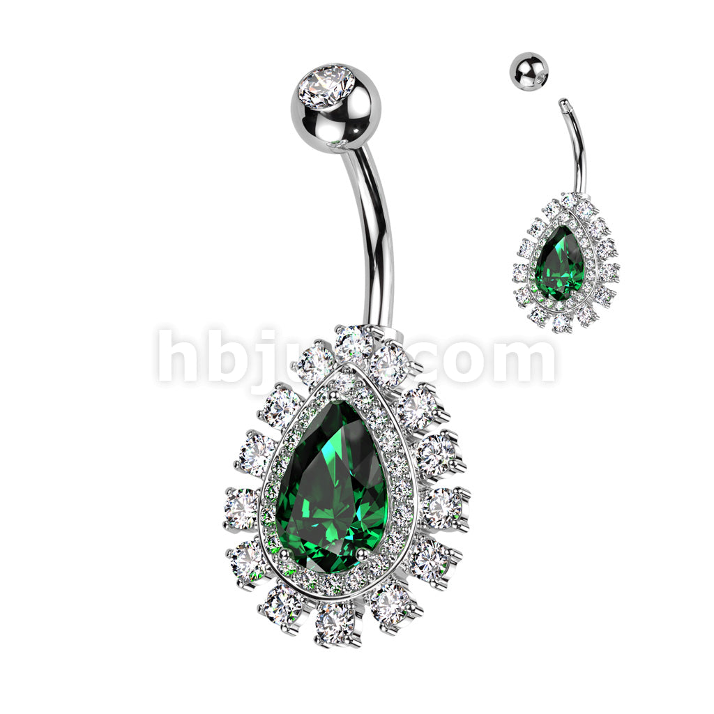 316L Surgical Steel 316L Surgical Steel Belly Ring With Large Teardrop... - Image 4
