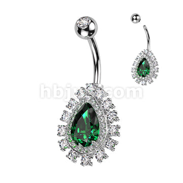 316L Surgical Steel 316L Surgical Steel Belly Ring With Large Teardrop... - Image 4