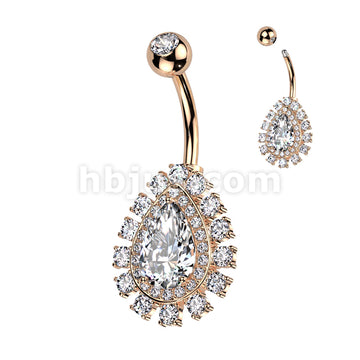 316L Surgical Steel 316L Surgical Steel Belly Ring With Large Teardrop... - Image 6