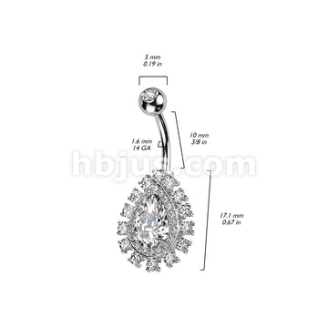 316L Surgical Steel 316L Surgical Steel Belly Ring With Large Teardrop... - Image 7