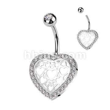 316L Surgical Steel 316L Surgical Steel Belly Ring With Hollow Heart... - Image 2